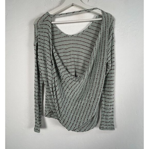 Free People Womens Angel Island Stripe Hacci Sweater Small Blue Purple Open Back - Picture 2 of 7